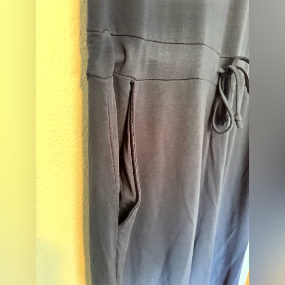 Quince French Terry Modal Jumpsuit Size Large Navy Blue Tie Front EUC - Picture 7 of 10